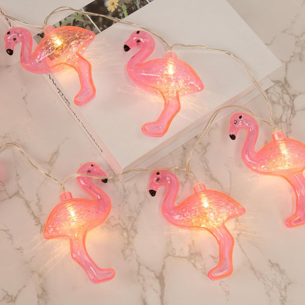 DomeStar 10Ft Pink Flamingo String Lights, LED Battery Operated Fairy Lights for Outdoor Patio Decor