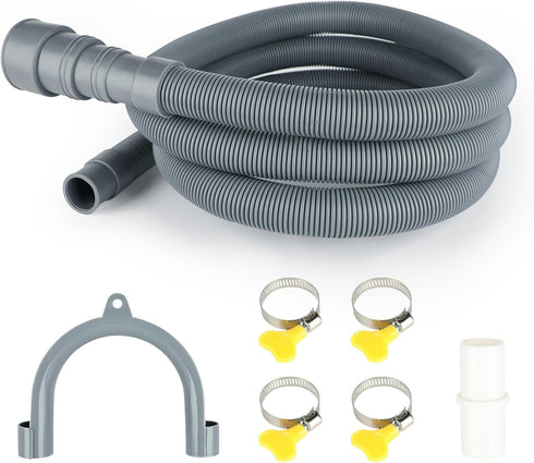 6.5FT Washing Machine Drain Hose, Universal Dishwasher Drain Hose Extension Kits with 1 U-Bend Holder