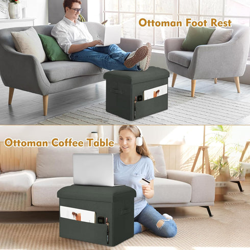 300 lbs, 17x13x13IN(Black BelugaHelper Small Ottoman with Storage, Foldable Ottoman Foot Rest Stool with Thicker Foam