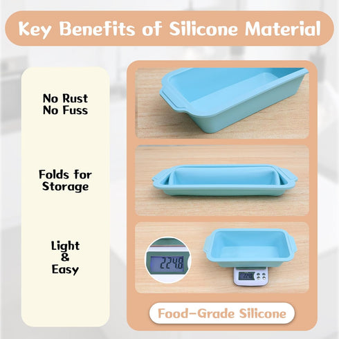 9.5 5 Inch Nonstick Silicone Bread Loaf Pan: x Bread Pan for Homemade Rye with Metal Frame - Loaf Mold for Baking Oven