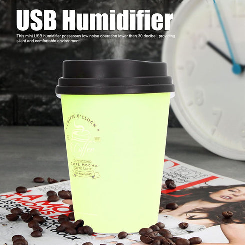 Portable Mini Humidifier, 300ml Car Humidifier Coffee Cup Low Noise Auto Off Lightweight Space Saving Travel Small USB Desk Humidifier for Car Bedroom and Office (Green) by Segutage