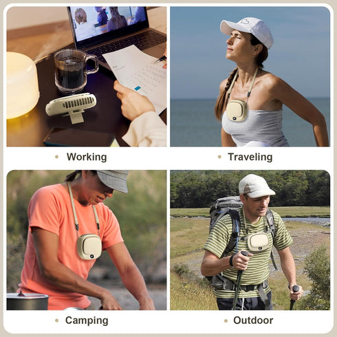 Portable Neck Fan, Handheld Mini Fan, USB Rechargeable with 5 Speed Adjustable for Home Outdoor