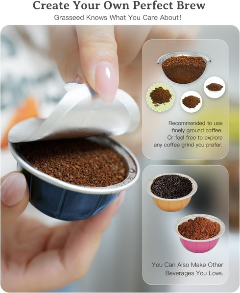 Grasseed Aluminum Foils Lids for Reusing Coffee Pods, Compatible with Nespresso VertuoLine Capsules - 240 Pcs