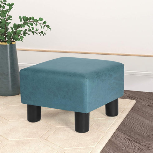 13" Homebeez Small Footstool Leathaire Fabric Ottoman Footrest Modern Home Living Room Bedroom Square Stool with Padded