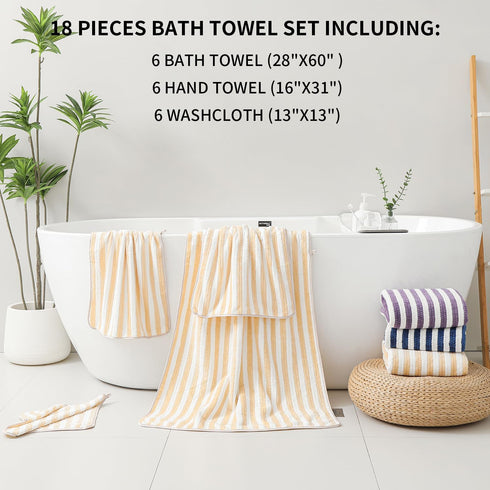 18-Piece Set 6 6 6 Microfiber Bath Towels - Bath Sheet, Hand Towels, Washcloths, Soft, Highly Absorbent Bathroom Towel