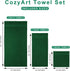 COZYART Set 6 100% 650GSM Sets 2 2 2 Formal Green Bath Towel Piece, Luxury Turkish Cotton Hotel Quality, Soft