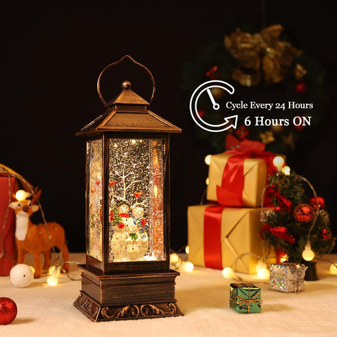 8 6-Hour Christmas Snow Globe Lantern Crystal Glitter Lantern Features Songs and Timer Function Ideal for Holiday