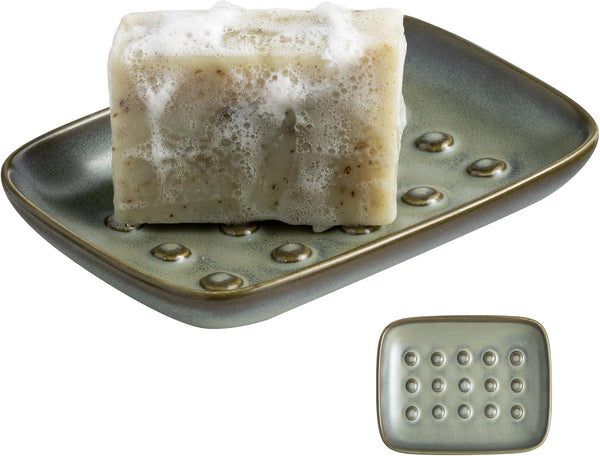 Miamolo Ceramic Soap Dish for Shower, Non-Slip Bar Soap Saver Tray Bar