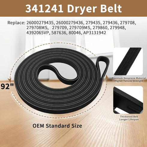 4392065 Dryer Repair Kit with 341241 Dryer Belt, 349241t, 691366, Parts for Whirlpool Kenmore Maytag Amana, Fits Model