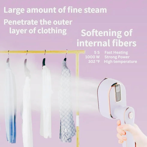 Travel Steamer Iron with LCD for Clothes, 1000W Handheld Portable Steamer, Dry and Wet Ironing, 180° Electric Steam