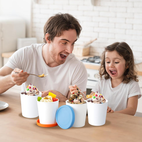LayYun (4 Pack 1 Ice Cream Containers for Homemade - Quart Each), Reusable PP Plastic Ice Cream Storage Containers
