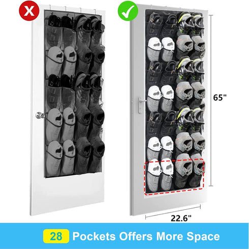 28 Closet Over the Door Shoe Organizer Mesh Pockets Hanging Shoes storage Shoe Rack for Entryway Bedroom Bathroom