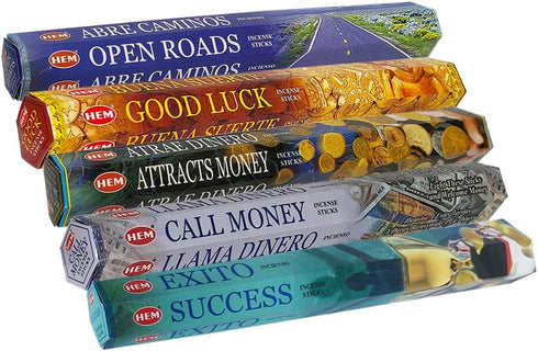 Hem Incense Sticks Variety Pack #5 with Holder, 5 Money and Success Themed Fragrances