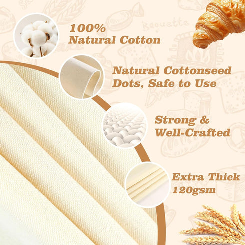 5PCS 18.8x14 Inch Cotton Tea Towels for Baking Sourdough, Reusable Bread Proofing Cloth, Flour Sack Towels for Dough