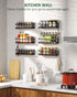 Doakhirmit 16 RV,2 Pack Wall Mounted Spice Rack with Hooks, Rustic Wood Spice Organizer Shelf for Stove Cabinet Pantry