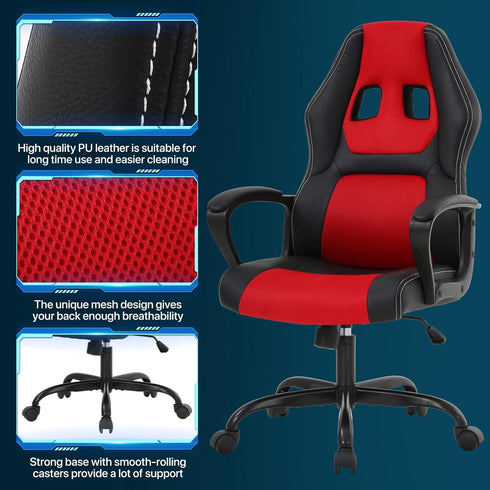 Dkelincs Gaming Chair PC Office Chair Ergonomic Gamer Chair PU Leather Executive Computer Chair with Lumbar Support