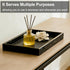 2 Pack Set Dark Walnut Finish Wooden Valet Tray with Black Woven Faux Leather Base, MDF Construction, Nightstand