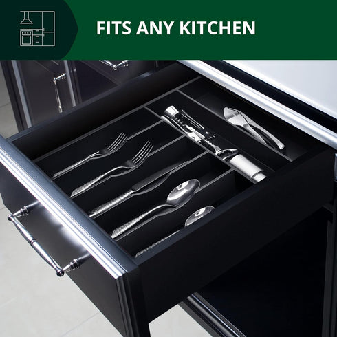 ROYAL CRAFT WOOD Luxury Bamboo Kitchen Drawer Organizer - 7 Slot Silverware & Utensil Holder