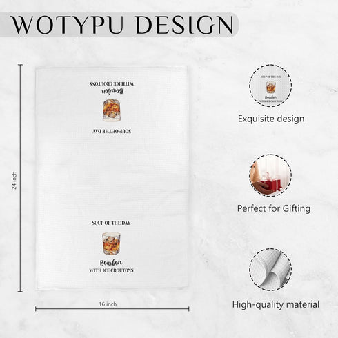 WOTYPU 16x24 Inch Funny Bourbon Kitchen Bar Towels, Bourbon Lover Gifts for Women Men Dish Tea Towel, Bartender Gifts