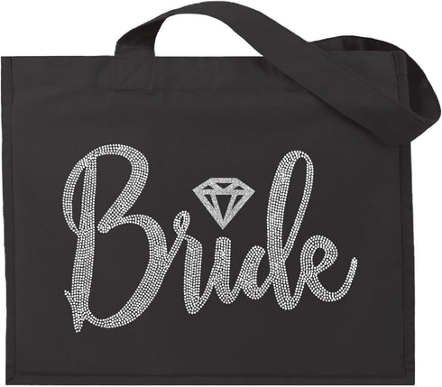 Giant Canvas Bride Tote Bag, 18" x 14", Diamond Motif Rhinestone Totes
