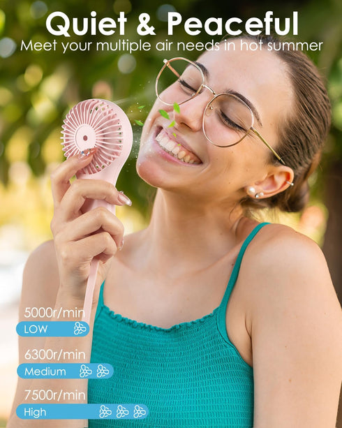 Handheld Fan Mini Portable Fan: Personal Hand Held Fan, USB Rechargeable Small Portable Fan, 3 Speeds Pocket Mini Fan, Powerful Makeup Eyelash Fan for Travel Beach Outdoor by HOMETOP