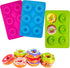 LIHUILAI 3 Pack Silicone Donut Mold, Food Grade Non-Stick Baking Pan for 6 Full Size Donuts, Blue, Green, Pink
