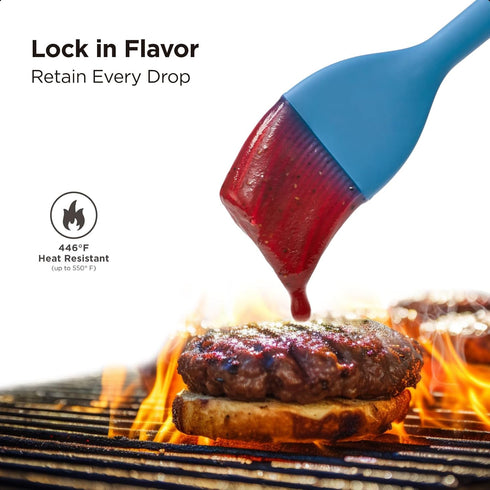 Kitchen Mama WALTZGRIP Platinum Silicone Basting Pastry Brush: Set of 2 Heat-Resistant for Cooking, Baking, BBQ (Blue)