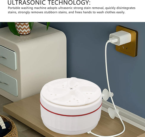 Portable Ultrasonic Washing Machine, 27W Ultrasonic Washer for Travelling, Business Trip, Camping