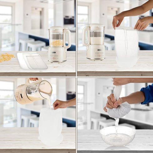 COMNICO 3 Pack 3 Nut Milk Bag, reusable Nylon Cheesecloth Fine Mesh Cheese Bags Food Strainer for Almond Soy Yogurt