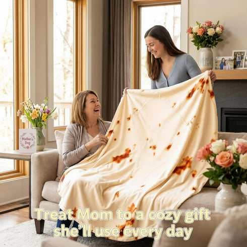 80in Cozy LetsFunny Burrito Tortilla Throw Blanket, Soft Warm Couch Blankets for Women Men, Realistic Double Sided Taco
