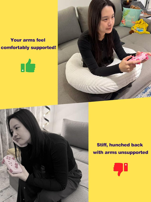 MIJIMO Setting Gaming Crochet Pillow for Lap Support Lap Desk Pillow in Bed or Sofa, U-Shaped Arm Pillows
