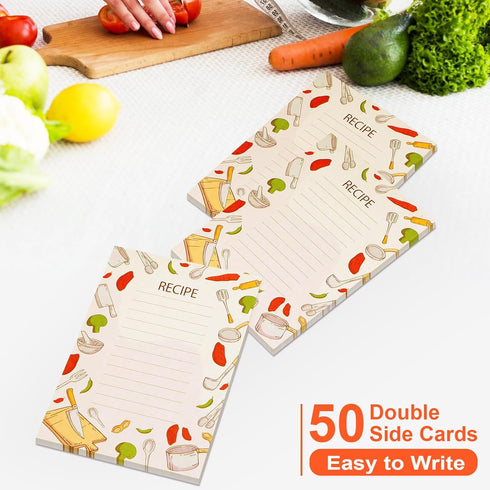 Toplive 50 Pack Recipe Cards: 4x6 Double Sided Kitchen Cards, Thick Cardstock for Bridal Showers and Housewarming Gifts