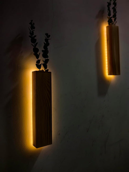 Comtelek Artificial Eucalyptus with LED Lights Wall Planters Rustic Wall Decor with Lights Wall Sconces Fake Vines
