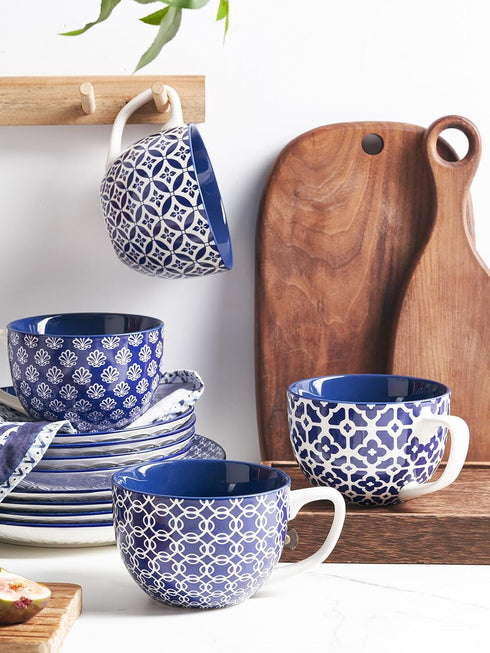 Set 4, 24 oz DOWAN Coffee Mugs of Large Coffee Mugs, Jumbo Soup Mugs With Handles, Ceramic Coffee Cups for Coffee
