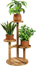 Bamworld 3 Tier Plant Stand Indoor, Corner Wood Plant Shelf for Multiple