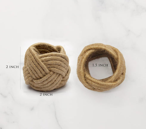 COTTON CRAFT Jute Napkin Rings - Set of 12 Handmade Nautical Knot Woven Rope Napkin Holders for Dining Table Décor