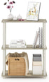 Furinno Turn-S-Tube 3-Tier Compact Display Rack, Multipurpose Shelf with Square Tube, Sonoma Oak/White