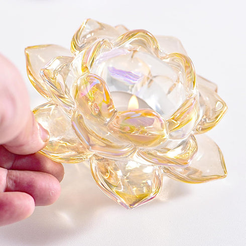 Holders,Set 8,Gold GOLDEAL Lotus Tealight Candle of Glass,Tea Light Holders,Votive Candle Holders Bulk,Pillar Candle