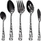 Stapava 5PCS Black Serving Utensils Set, Stainless Steel Flatware with Large Serving Spoon, Dishwasher Safe