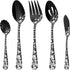 Stapava 5PCS Black Serving Utensils Set, Stainless Steel Flatware with Large Serving Spoon, Dishwasher Safe