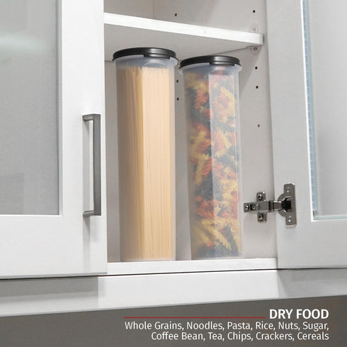 Tall Clear Spaghetti Pasta Container Storage With Lid.Multi-Purpose Kitchen Pantry Organization And Food Storage For Noodles Beans Straws - Airtight Leakproof Spaghetti Keeper BPA Free 37 oz.