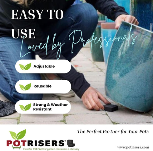 POTRISERS 2" 2" 3/4" 12 3 Large x x - Pieces Outdoor Plant Risers & Drainage Invisible Pot Feet Elevates up