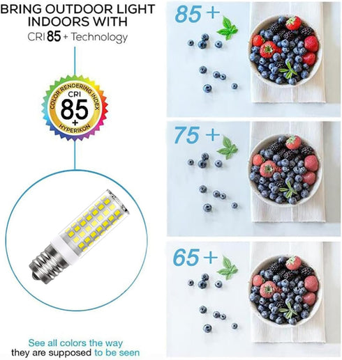 8W Dimmable LED E17 Microwave Oven Bulb, Daylight 6000K, 100W Halogen Equivalent, Under-Microwave Light (2-Pack)