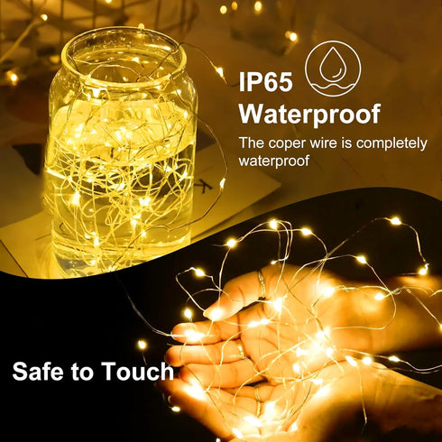 24Pack 7ft 20 3 Fairy Lights Battery Operated, LED Modes Speed Twinkle Mini String Lights Waterproof Silver Wire