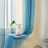Yancorp Sheer Curtain Semi Bedroom Curtains, 63 inches Length Linen Blue Beige Ombre Rod Pocket Drapes for Kids Window