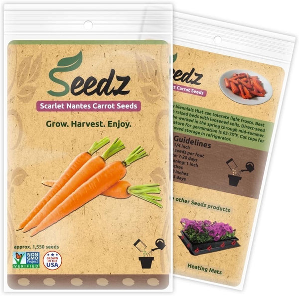 Organic Carrot Seeds, APPR. 1,550, Carrot Planting Seeds, Heirloom Vegetable Seeds, Certified