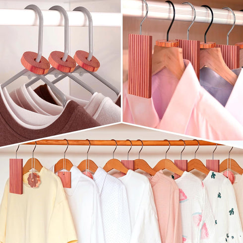 Cedar Blocks for Clothes Storage, 56 Pcs with Metal Hooks, Rings, Balls, and Scented Sachets for Closets and Drawers