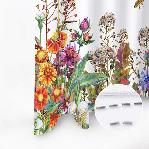 BECAN Beautiful Watercolor Flowers Shower Curtain, Thickening Polyester Fabric, 72 x 72 Inches