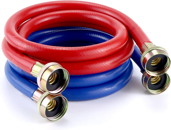 MIFLUS 4FT Rubber Washer Hose, Universal Washing Machine Hoses, 3/4 Washer Hose for Hot and Cold Water, 2 Packs