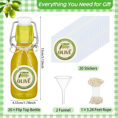 20 Pack (4 oz,Clear) Queekay Mini Swing Top Glass Bottles for Vanilla Extract Homemade Olive Oil Bottles with Lids